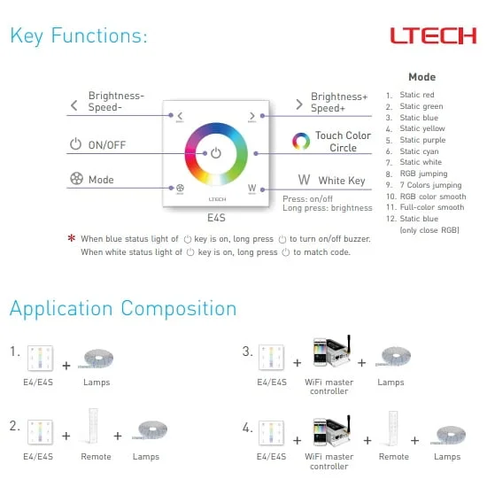 RGB(W) Wired LED Touch Panel Controller E4 - Image 2