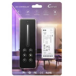 Black Sliding Remote Control LED Strip Dimmer with Receiver