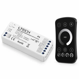 Remote Control LED Strip Dimmer in Black With Receiver